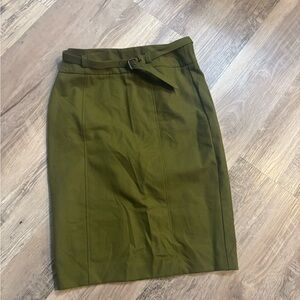 New York & Company Olive Belted Pencil Skirt